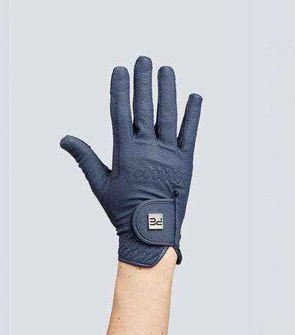 PREMIER EQUINE METARO JUNIOR RIDING GLOVES NAVY - Reptilian textured glove for exceptional grip. Premium riding glove for kids.