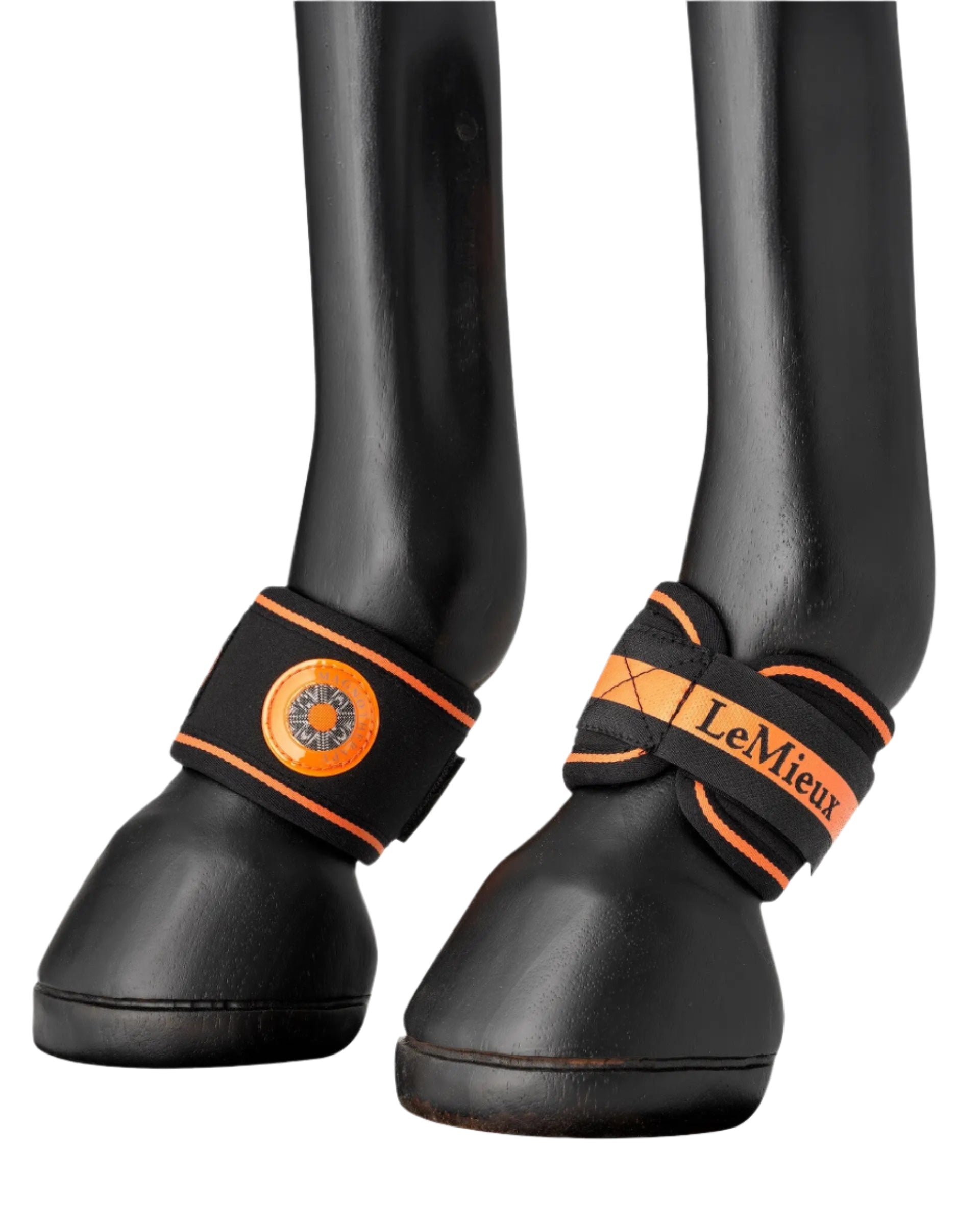 LEMIEUX MAGNO PASTERN WRAPS BLACK: Close-fitting neoprene wraps with magnets for increased blood flow, sold by Equiflair Saddlery