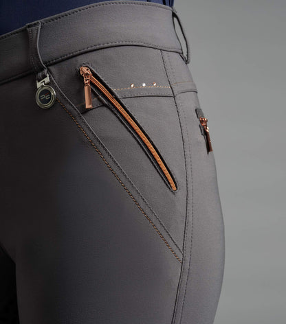 Premier Equine Coco II Anthracite Riding Breeches for Ladies - Full Gel Seat, Equestrian Apparel