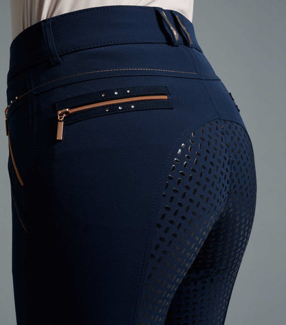 Navy Riding Breeches with Gel Seat | Premier Equine Equestrian Apparel | Women's High Waisted Full Seat Breeches