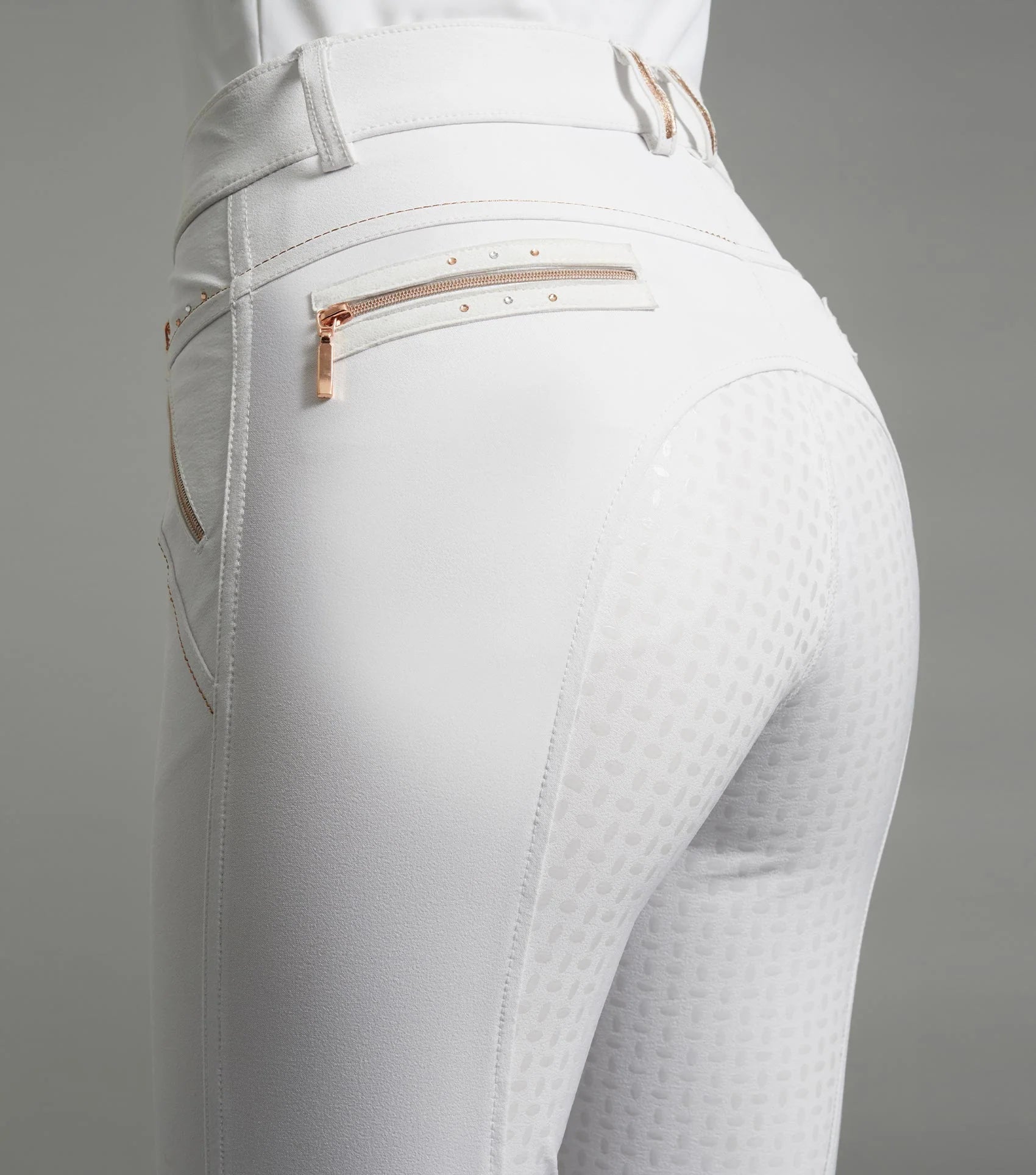 Premier Equine Milliania White Competition Breeches: Ladies Equestrian Riding Pants with Full Seat Gel