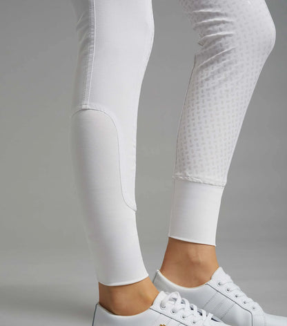 Premier Equine Milliania white competition breeches with full seat gel. Equestrian apparel from Equiflair.
