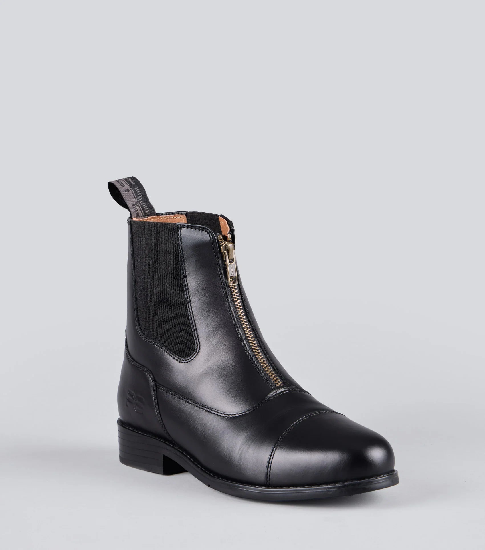 PREMIER EQUINE Mimas Black Leather Paddock Boot. Equestrian Riding Boots with Front Zip. High Quality Leather Zip-Up Boot.