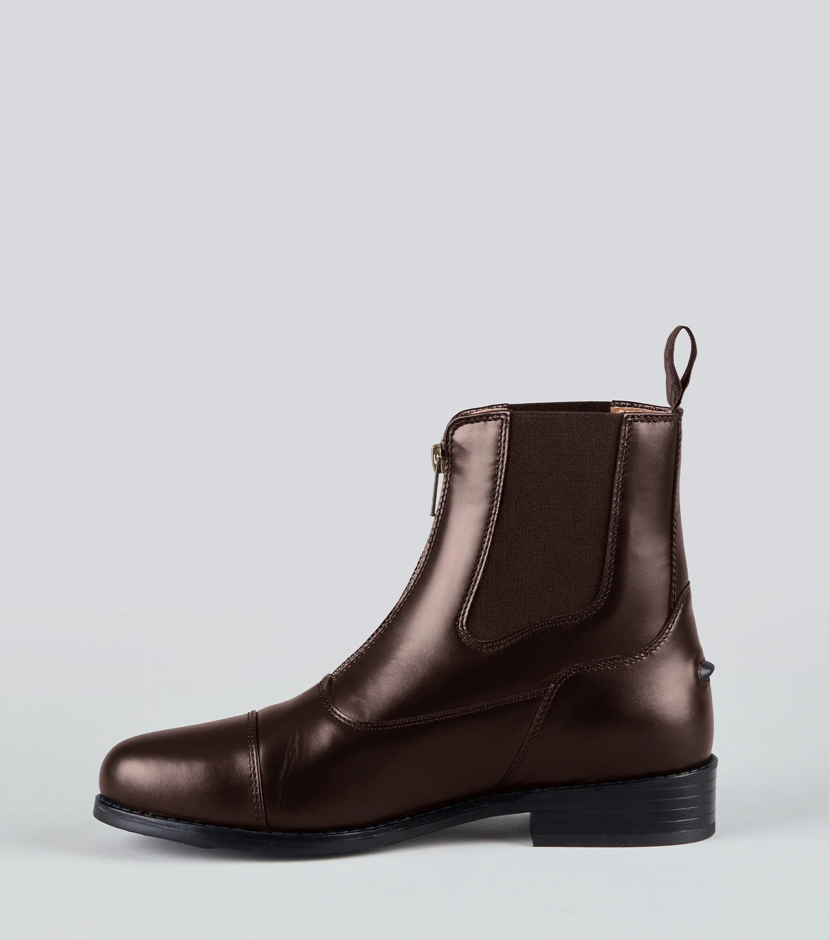 Premier Equine Mimas Brown Leather Paddock Boot - Equestrian Riding Boots with Front Zip
