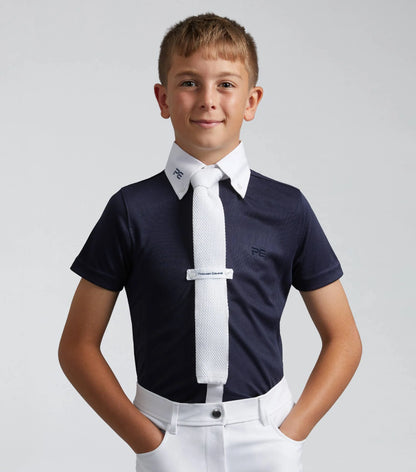 Premier Equine Mini Antonio Boy's Show Shirt - Navy Short Sleeve Competition Equestrian Apparel