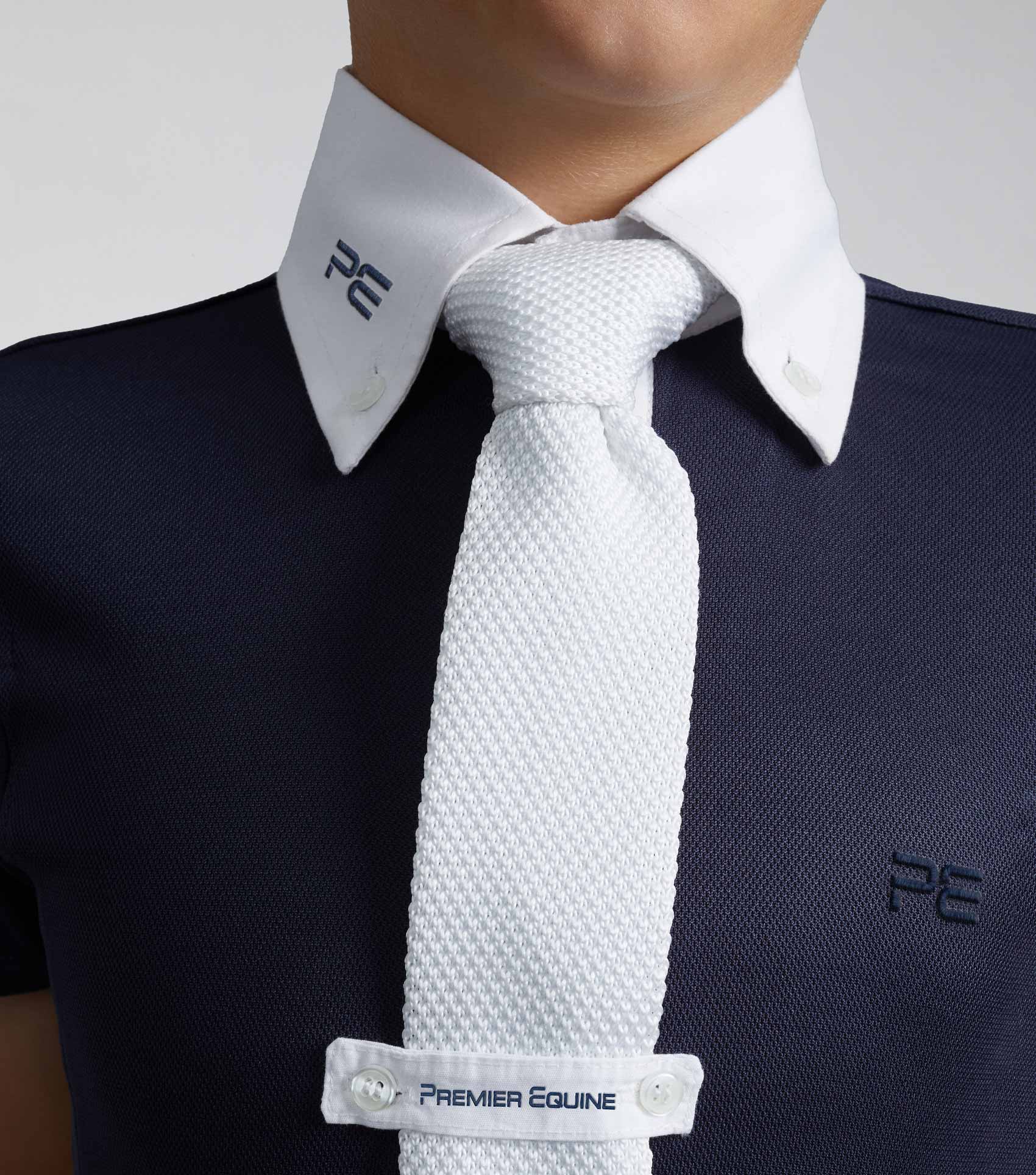 Premier Equine Boys Show Shirt Navy - Short Sleeve Equestrian Competition Shirt