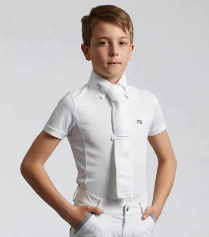 PREMIER EQUINE Boy's Short Sleeve Show Shirt - White - Competition Equestrian Apparel