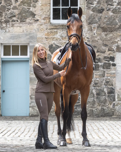 EQUIDRY Water Repellent Leggings Full Seat Women's Mocha/White