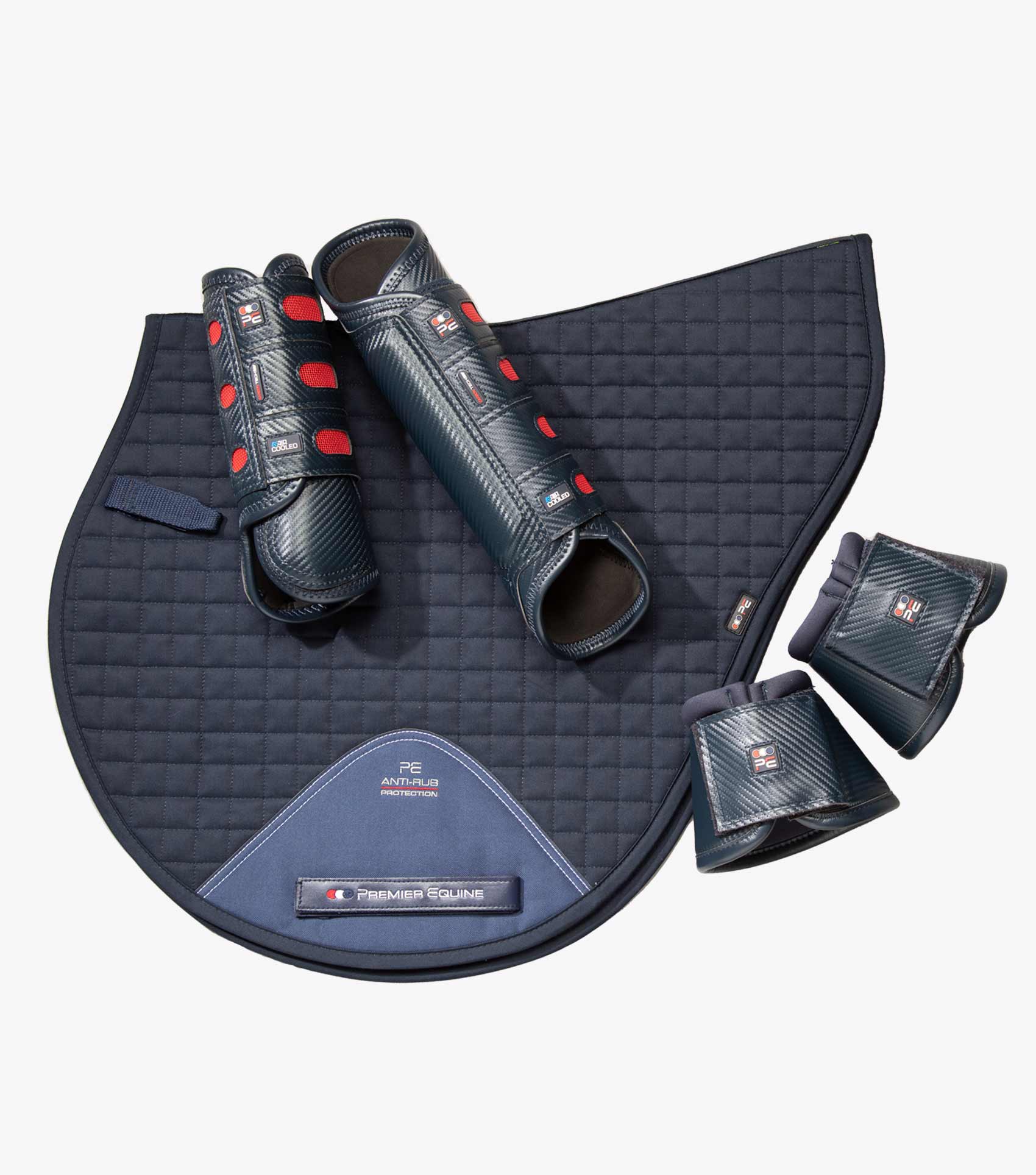 Premier Equine Carbon Wrap Overreach Boots Navy - Horse Leg Protection, Durable & Secure