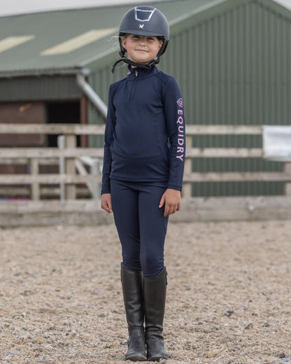 EQUIDRY Water Repellent Leggings Children's Navy/Pale Pink - Riding Legwear Clothing location-109746323830-outofstock 5-6…