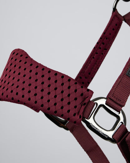 Premier Equine Necto 3D Mesh Burgundy Head Collar with Lead Rope | Adjustable Comfort Horse Halter
