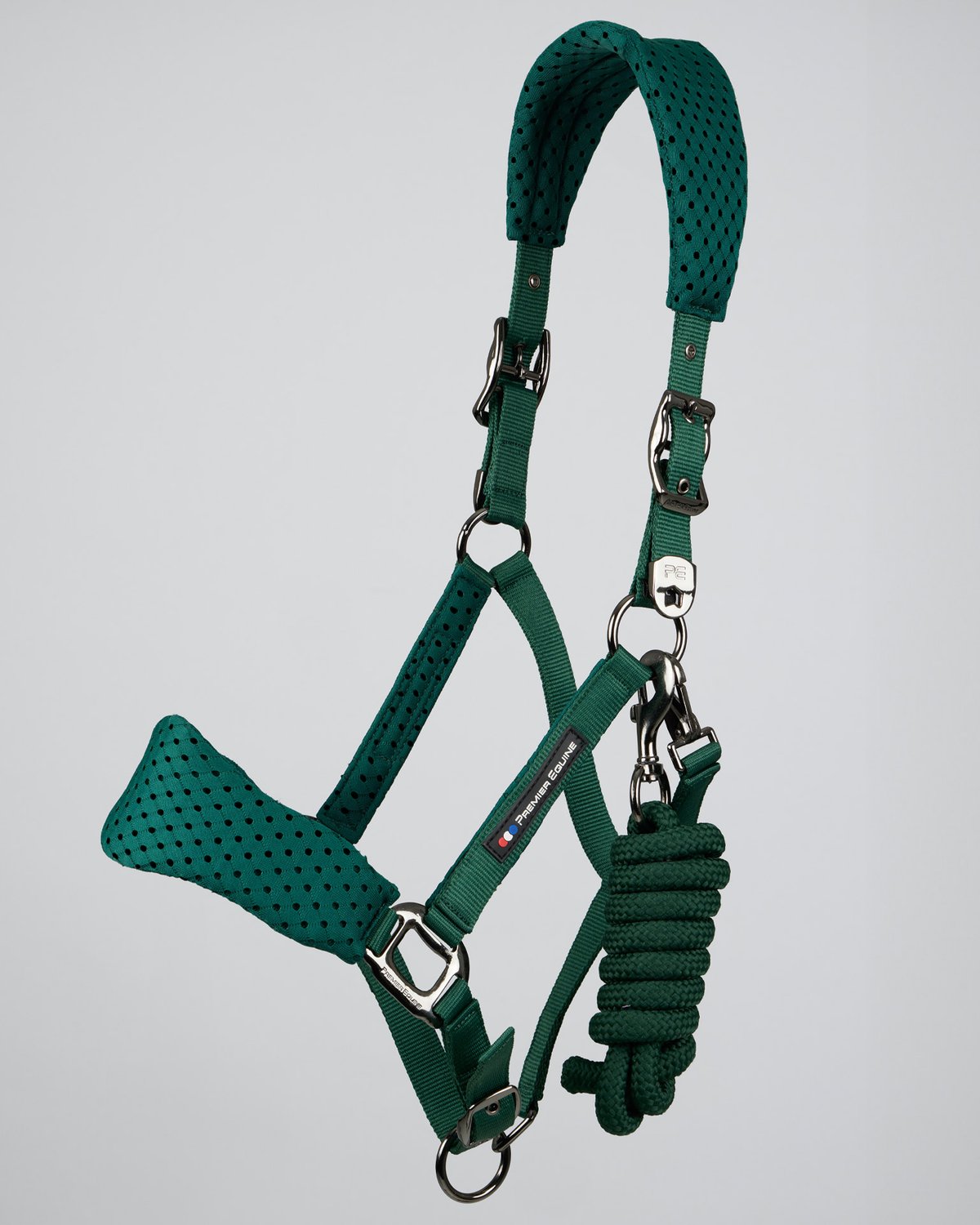 Premier Equine Necto Green Mesh Horse Headcollar with Lead Rope - Adjustable, Comfortable, Equine Halter