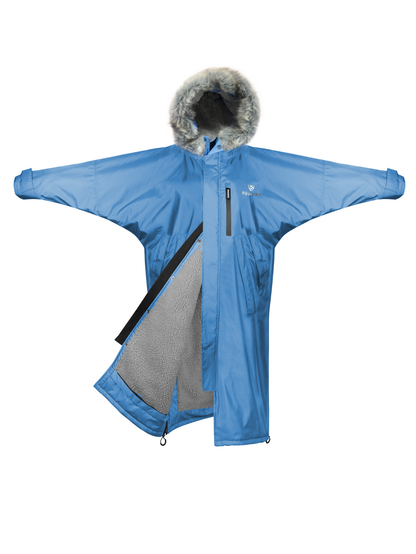 EQUIDRY Women's Waterproof Horse Riding Coat - Fleece Lined Winter Parka - Sky Blue Equestrian Jacket