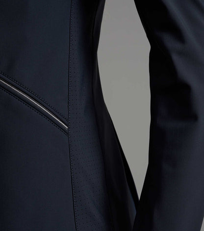 Premier Equine Nera Ladies Competition Jacket Navy - Breathable, Stretch Fabric with Zipper and Perforated Panels.
