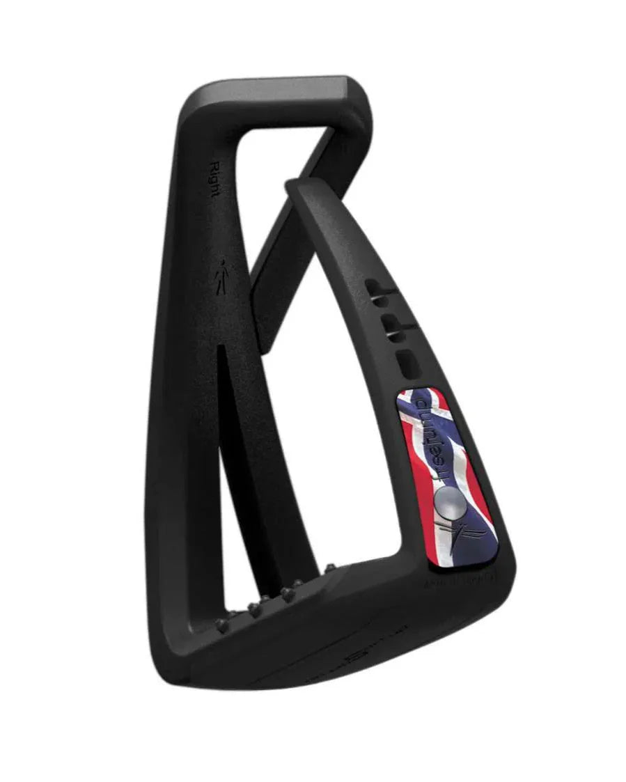 Freejump Soft'Up Lite Stirrup - Black Equestrian Stirrup with Norway Flag Pin