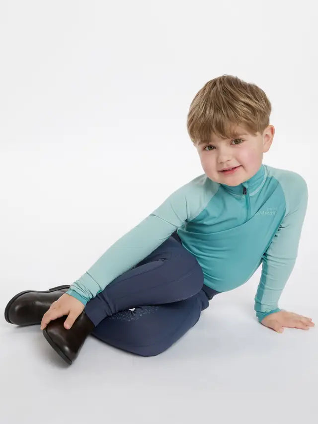 Lemieux Mini Pull-On Breeches Dusk Blue - Kids Equestrian Clothing - Boy in Riding Outfit