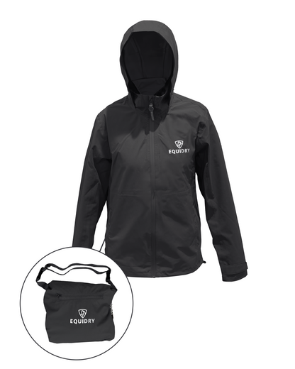 EQUIDRY NIMBUS Children's Black Rain Jacket: Packable & Waterproof. Equiflair