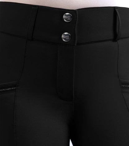 Premier Equine Black Ofena Riding Breeches: Double Button Full Seat Design for Women's Equestrian Apparel