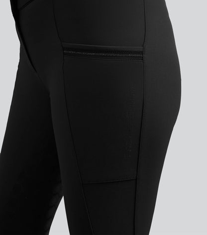 PREMIER EQUINE OFENA Black Women's Full Seat Riding Breeches with Phone Pocket - High Performance Equestrian Apparel