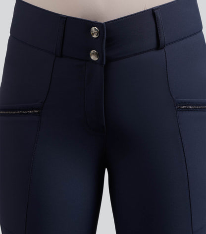 Premier Equine Ofena Navy Riding Breeches for Women with Gel Knee Patch