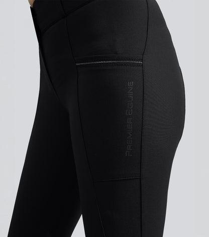 Premier Equine Ofena Black Riding Breeches for Women | Gel Knee, Phone Pockets, Equestrian Apparel