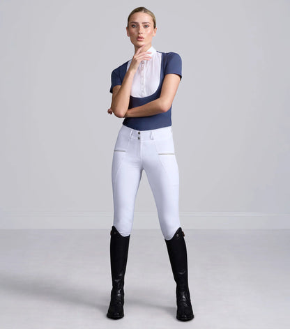 Premier Equine Ofena White Riding Breeches: Women's Full Seat Equestrian Competition Breeches, Equiflair.