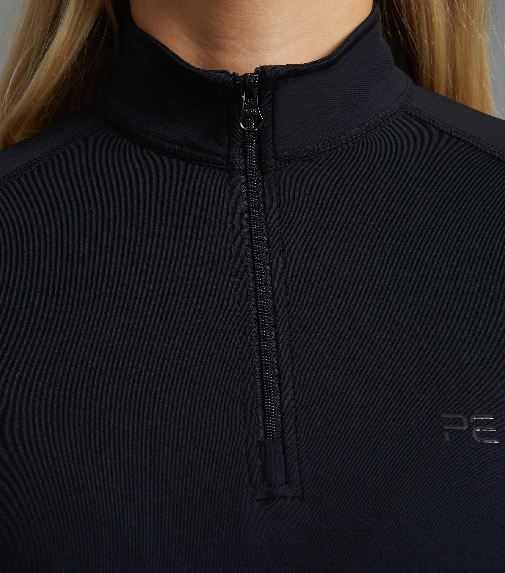 Equiflair Ladies Black Technical Riding Top: Quarter Zip, Moisture Wicking