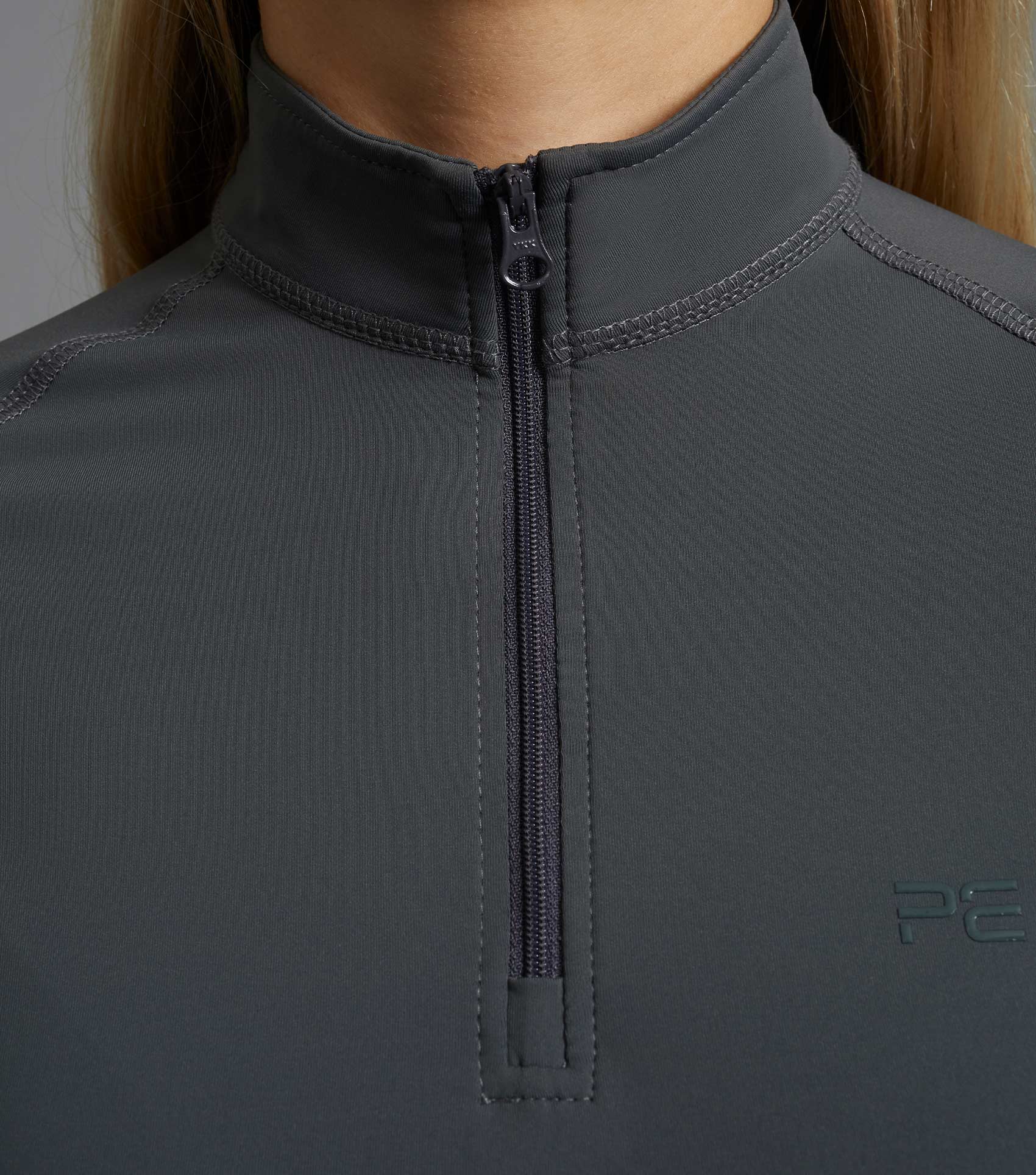 PREMIER EQUINE Ladies Technical Riding Top - Anthracite Grey, Quarter Zip, Moisture Wicking, Equiflair