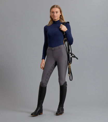 Premier Equine Navy Riding Top & Grey Equestrian Breeches Outfit for Women | Equiflair