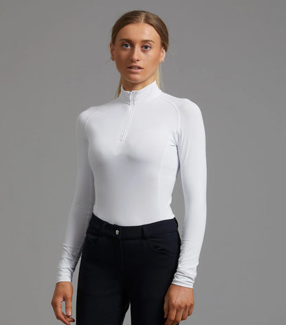 Premier Equine White Technical Riding Top - Ladies Equestrian Long Sleeve Shirt, Equiflair