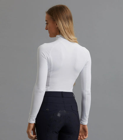 Premier Equine Ombretta White Technical Riding Top | Ladies' Equestrian Base Layer