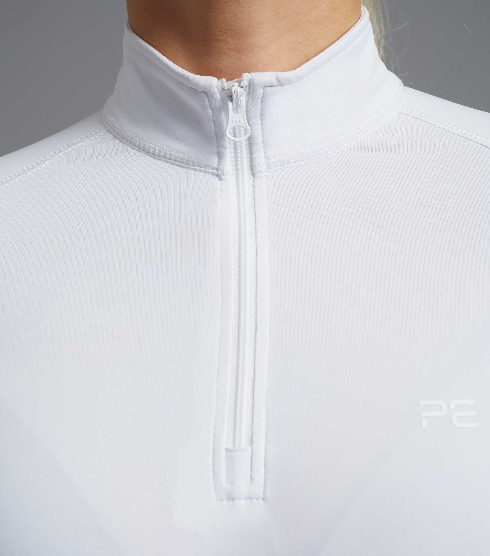 Premier Equine Ladies White Technical Riding Top with Quarter Zip | Equestrian Apparel
