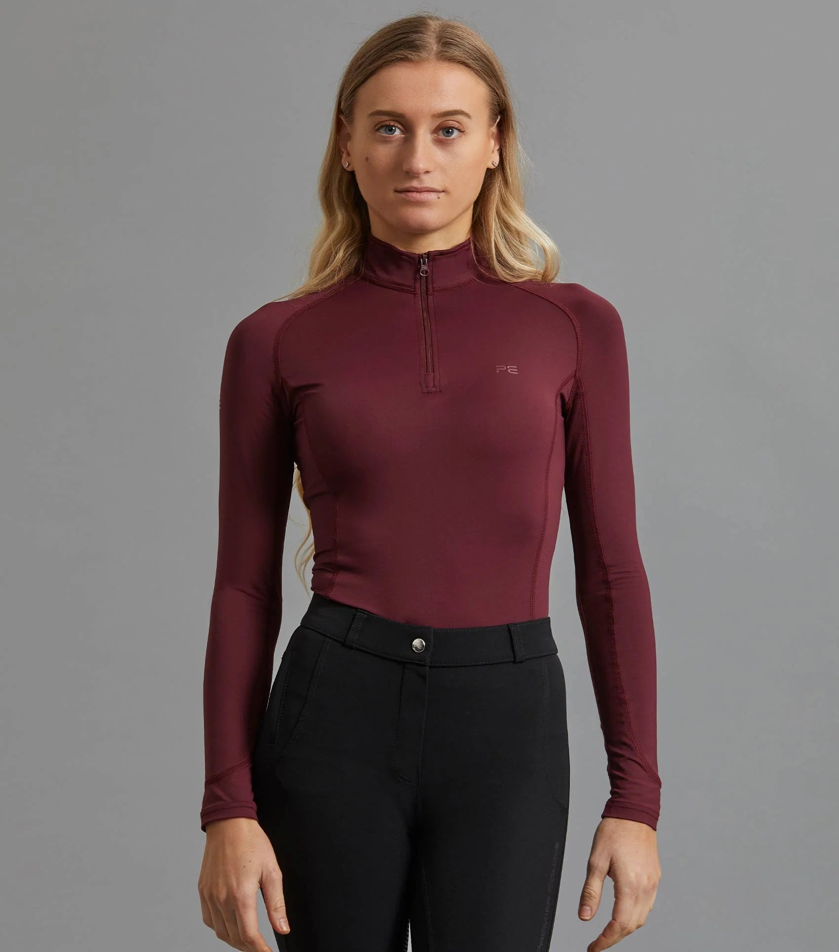 Premier Equine Ombretta Wine Riding Top - Ladies Technical Performance Shirt
