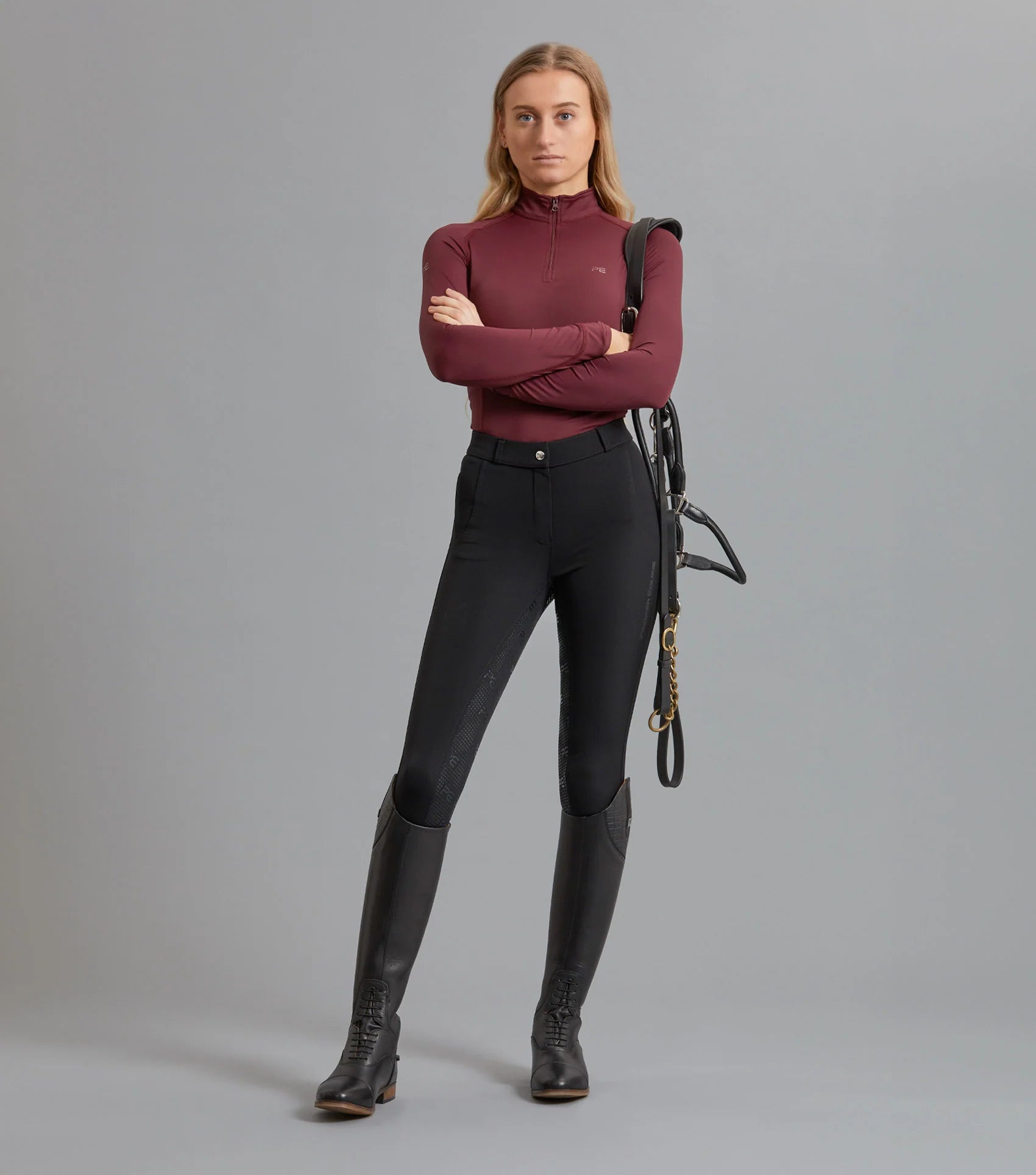 Equestrian Wine Riding Top by Premier Equine at Equiflair: Technical Performance Apparel