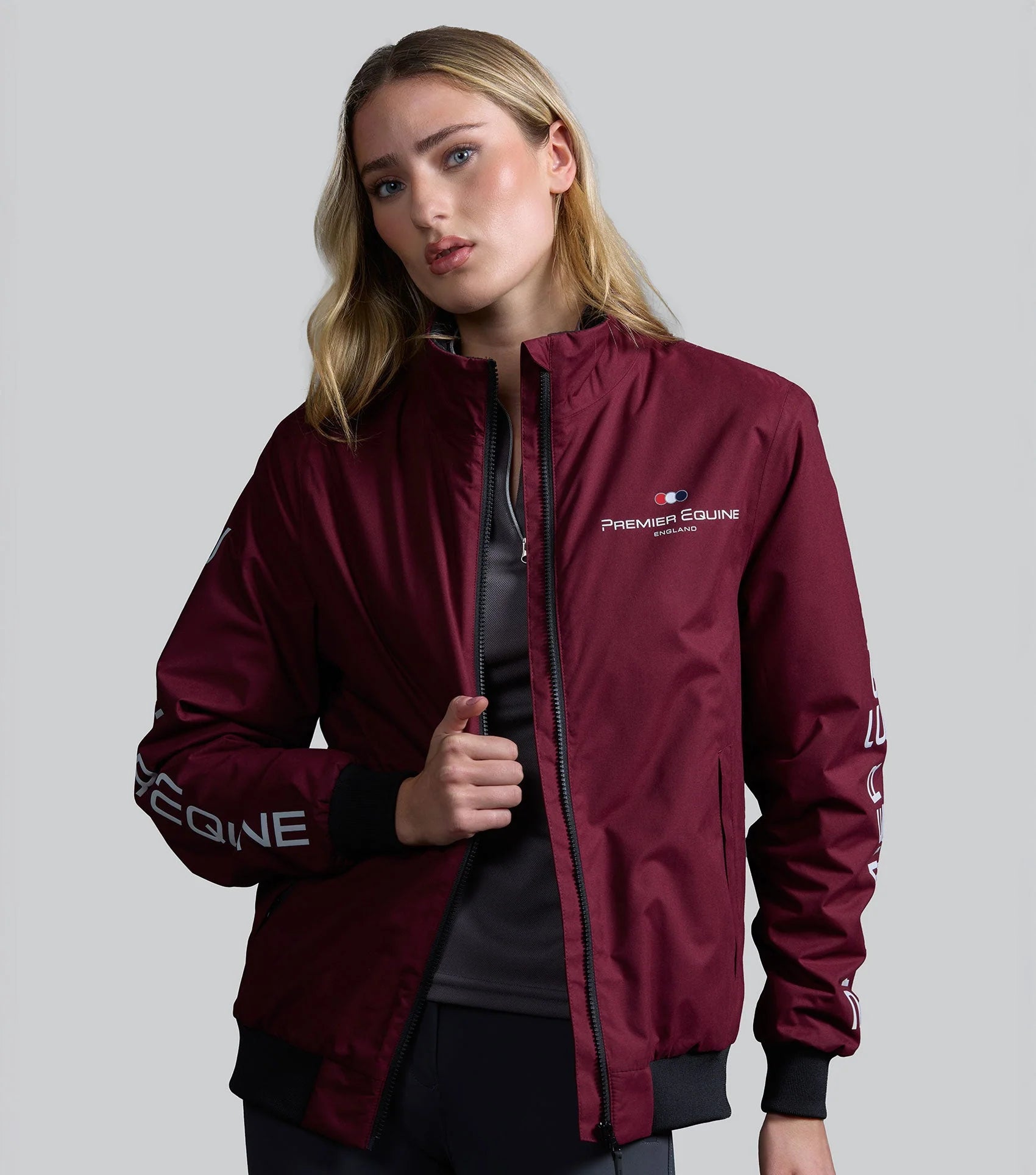Premier Equine Waterproof Riding Jacket for Women - Wine Colored Outerwear