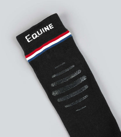 Premier Equine PE Replay Black Riding Socks: Knee-High, Breathable, Moisture-Wicking, Grip, Equestrian Apparel