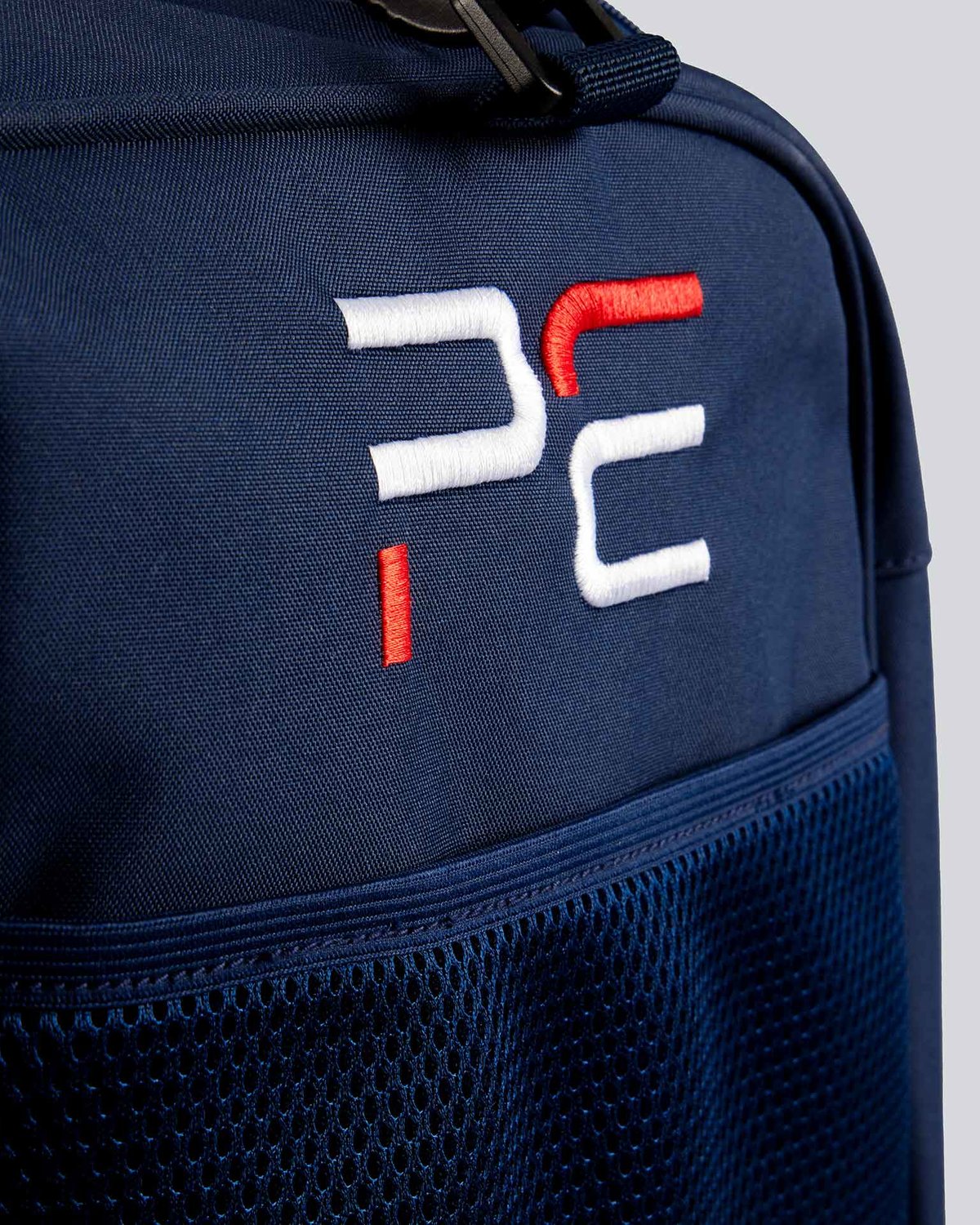 Premier Equine Navy Duffle Bag - Team Bag with Logo, Mesh Pocket - Equiflair