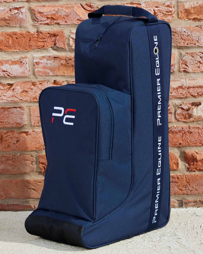 Premier Equine Team Tall Boot Bag in Navy - Equestrian Riding Boot Storage with Extra Pockets