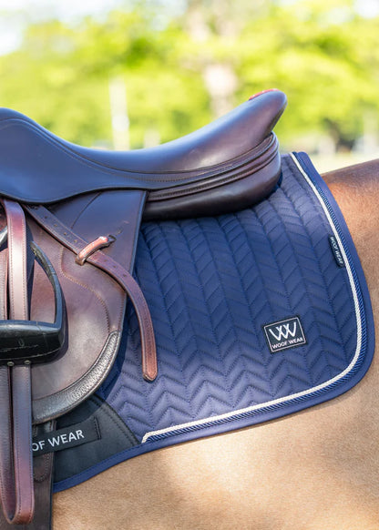 Woof Wear Herringbone Navy Saddle Pad - Close Contact Equestrian Gear. High Wither. Breathable. Equiflair