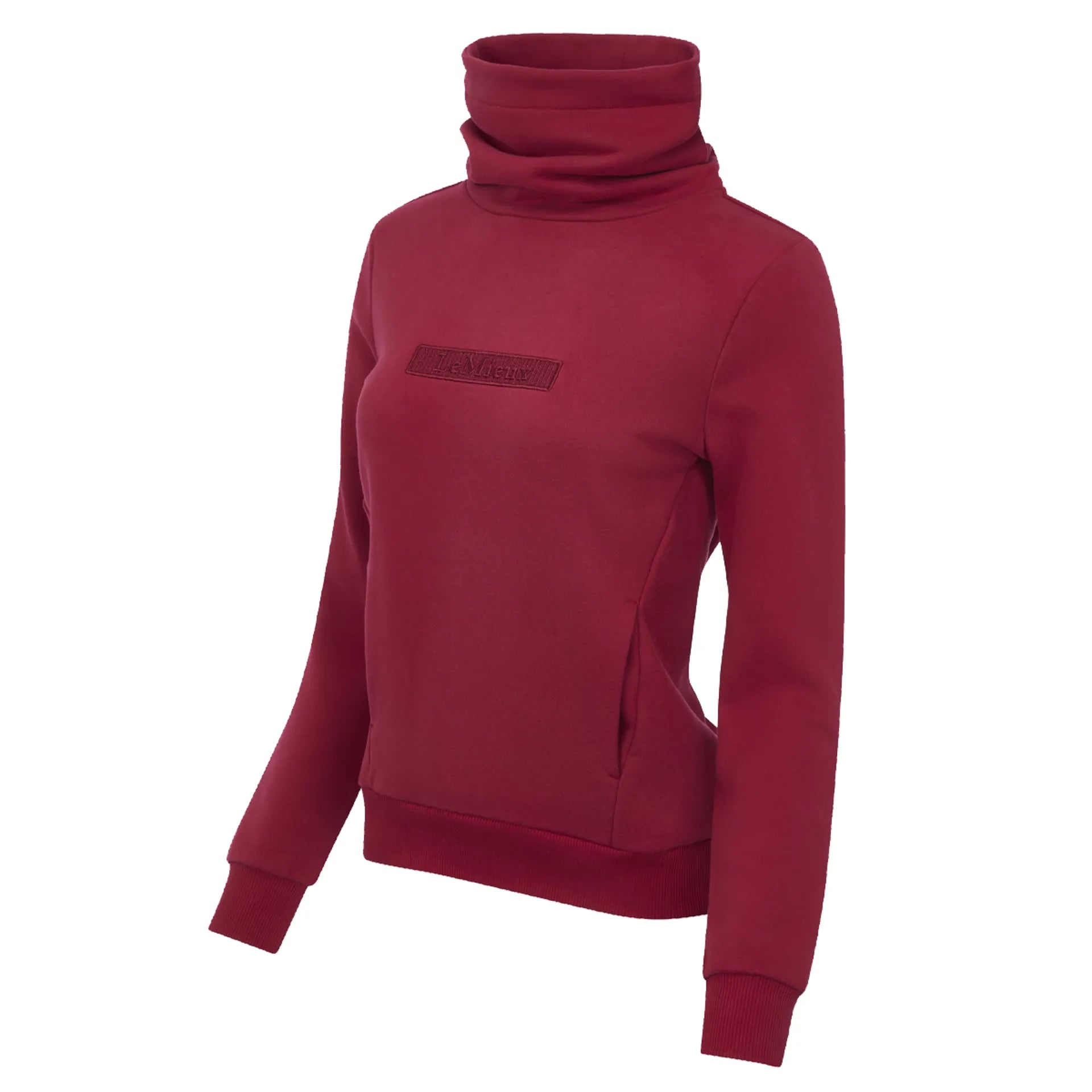 LeMieux Adele Ember Funnel Neck Sweatshirt. Cozy equestrian layering piece with logo detail. Warm and stylish fall/winter must-have!