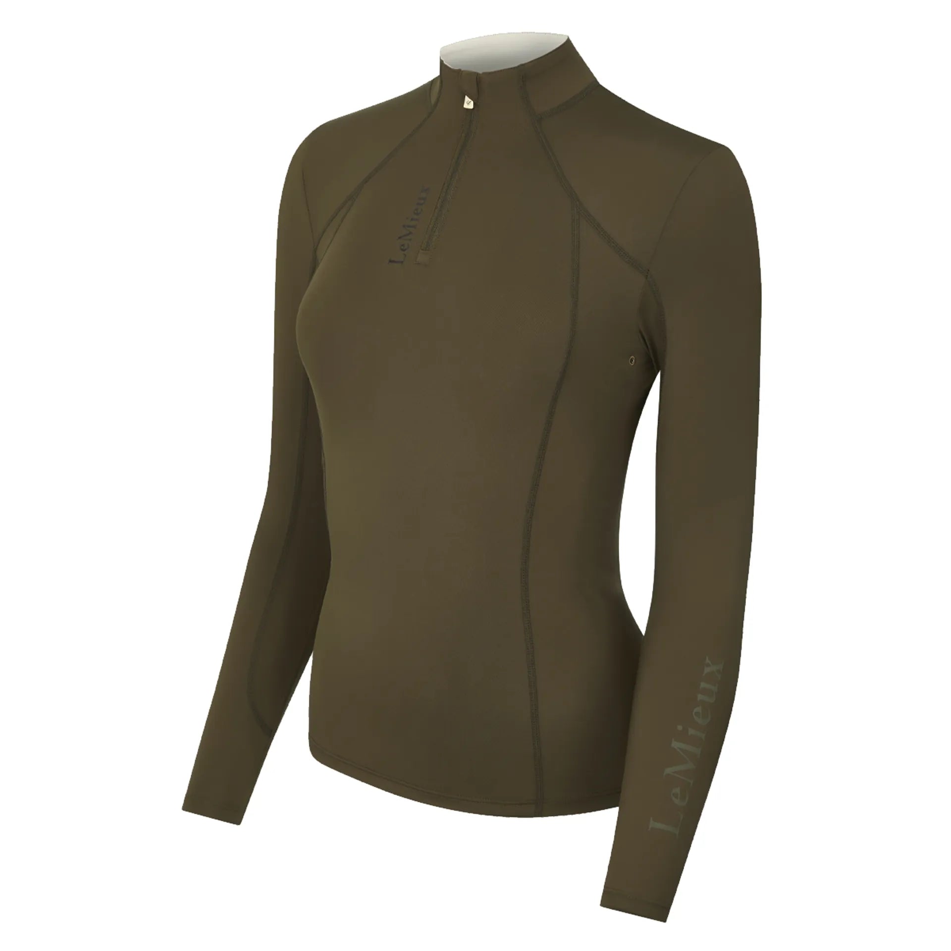 LeMieux Alpine Base Layer - Olive Green Quarter Zip, UV50+ Riding Shirt, Equestrian Apparel