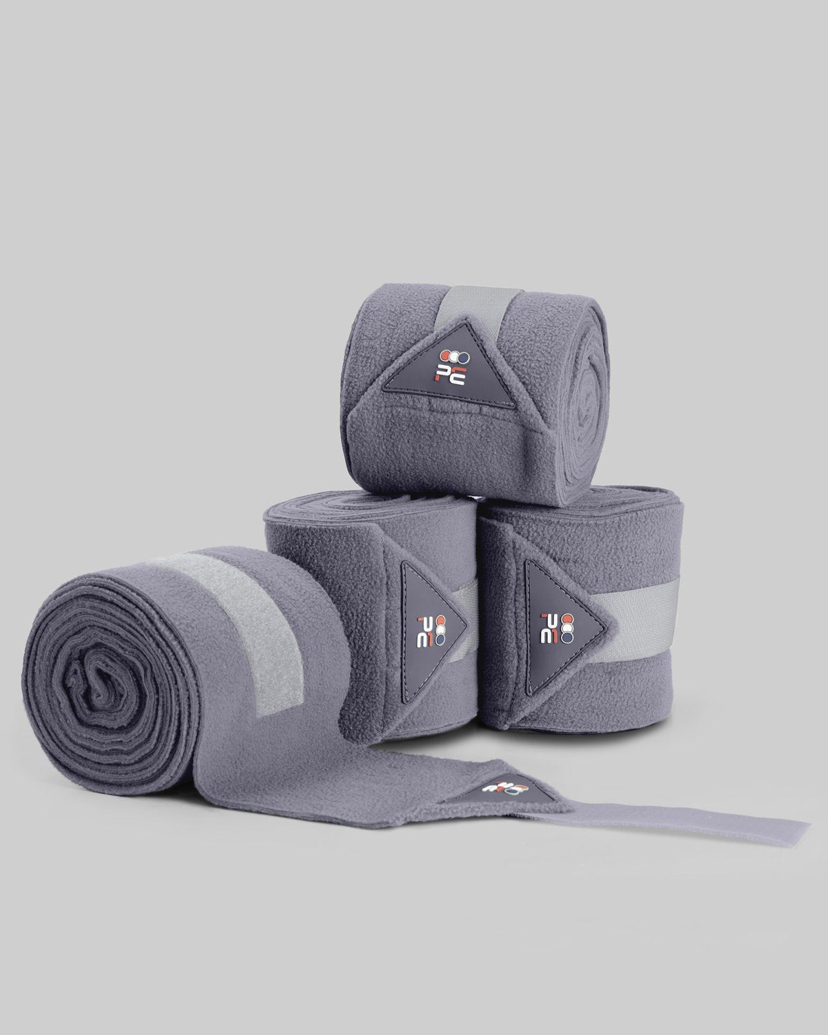 Premier Equine Grey Polo Fleece Bandages - Horse Leg Wraps for Support & Protection