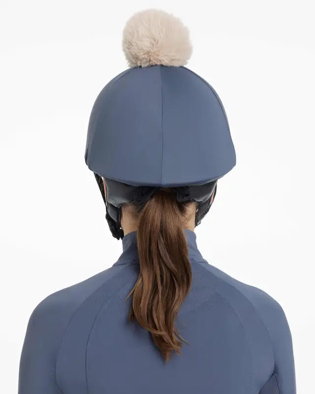 LEMIEUX DUSK/MIMOSA Pom Hat Silk: Stylish Equestrian Helmet Cover with Faux Fur Pom Pom | Equiflair