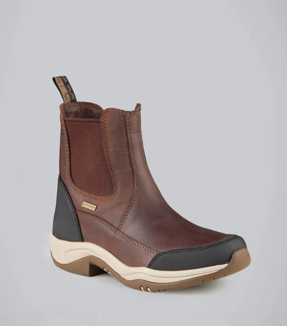 Premier Equine Vinci II brown waterproof leather equestrian boots for riding and yard work.