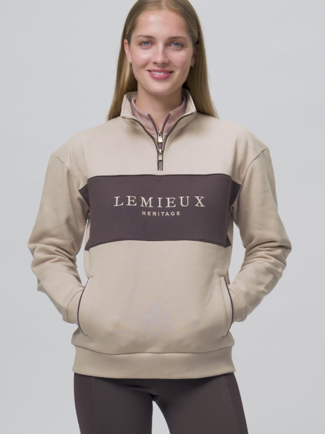 LeMieux Heritage Quarter Zip Sweat Stone