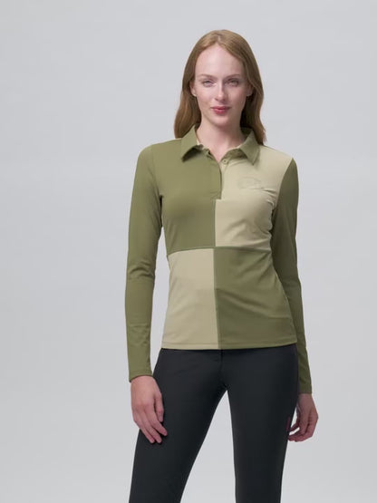 LeMieux Harlequin Rugby Shirt Base Layer Willow/Pear
