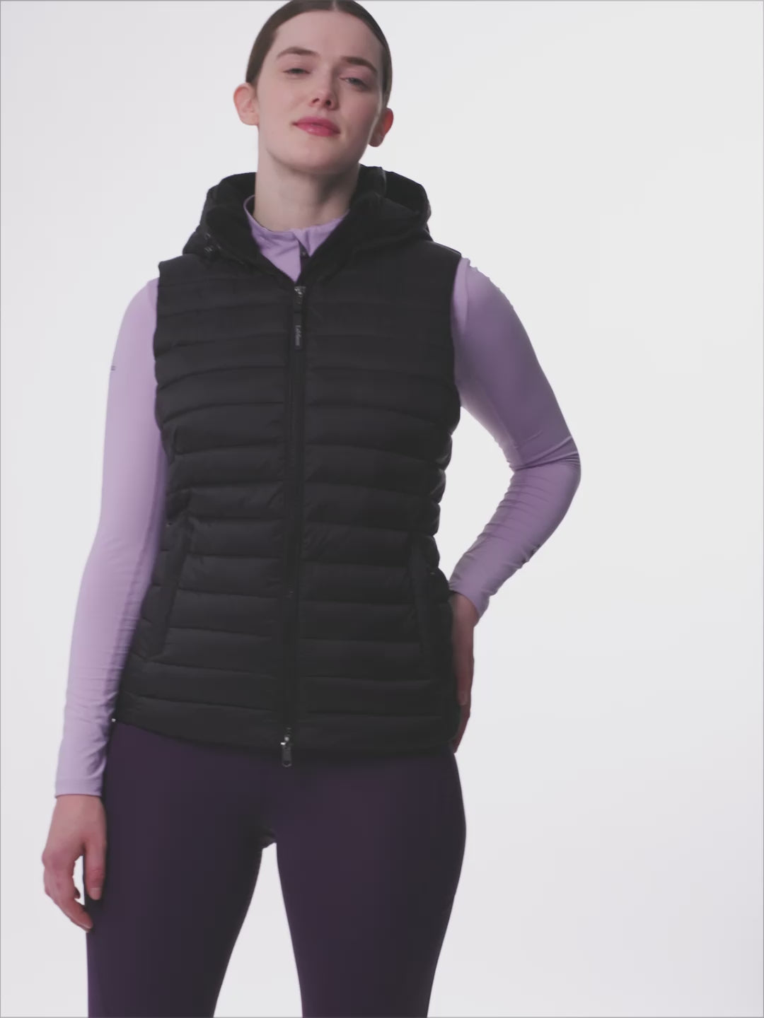 LeMieux Rose Hooded Puffer Gilet Black