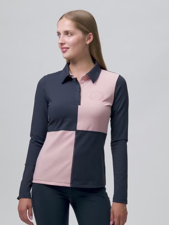 LeMieux Harlequin Rugby Shirt Base Layer Petal/Navy