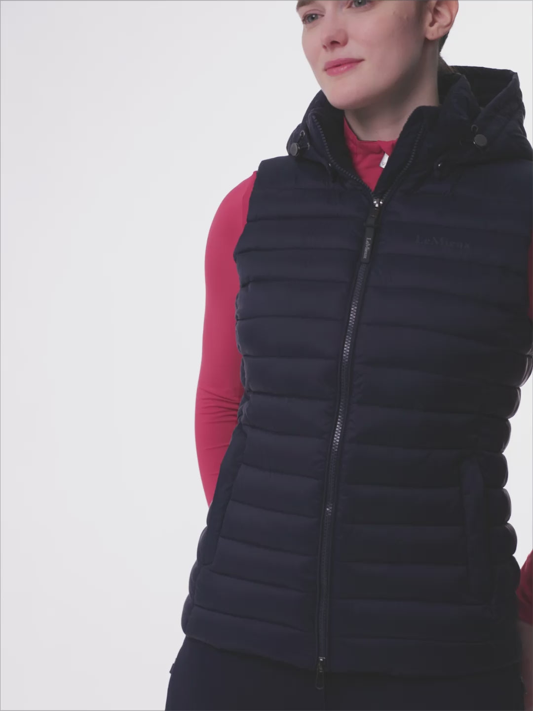 LeMieux Rose Hooded Puffer Gilet Navy
