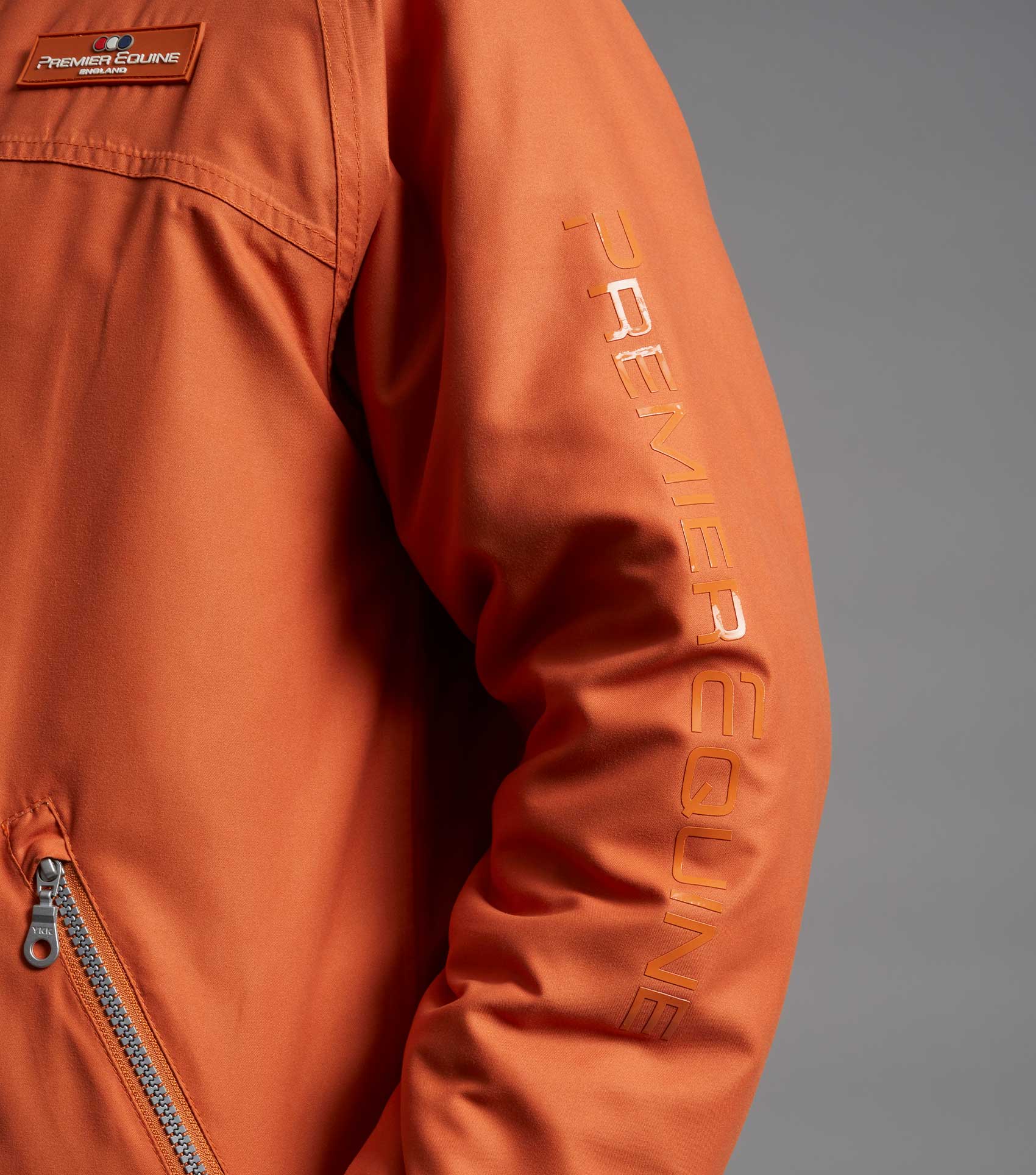 Premier Equine Pro Rider Orange Waterproof Riding Jacket - Stylish & Durable Riding Coat